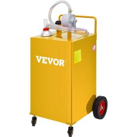 VEVOR Fuel Caddy, 35 Gallon, Gas Storage Tank on 4 Wheels, with Manuel Transfer Pump, Gasoline Diesel Fuel Container for Cars, Lawn Mowers, ATVs